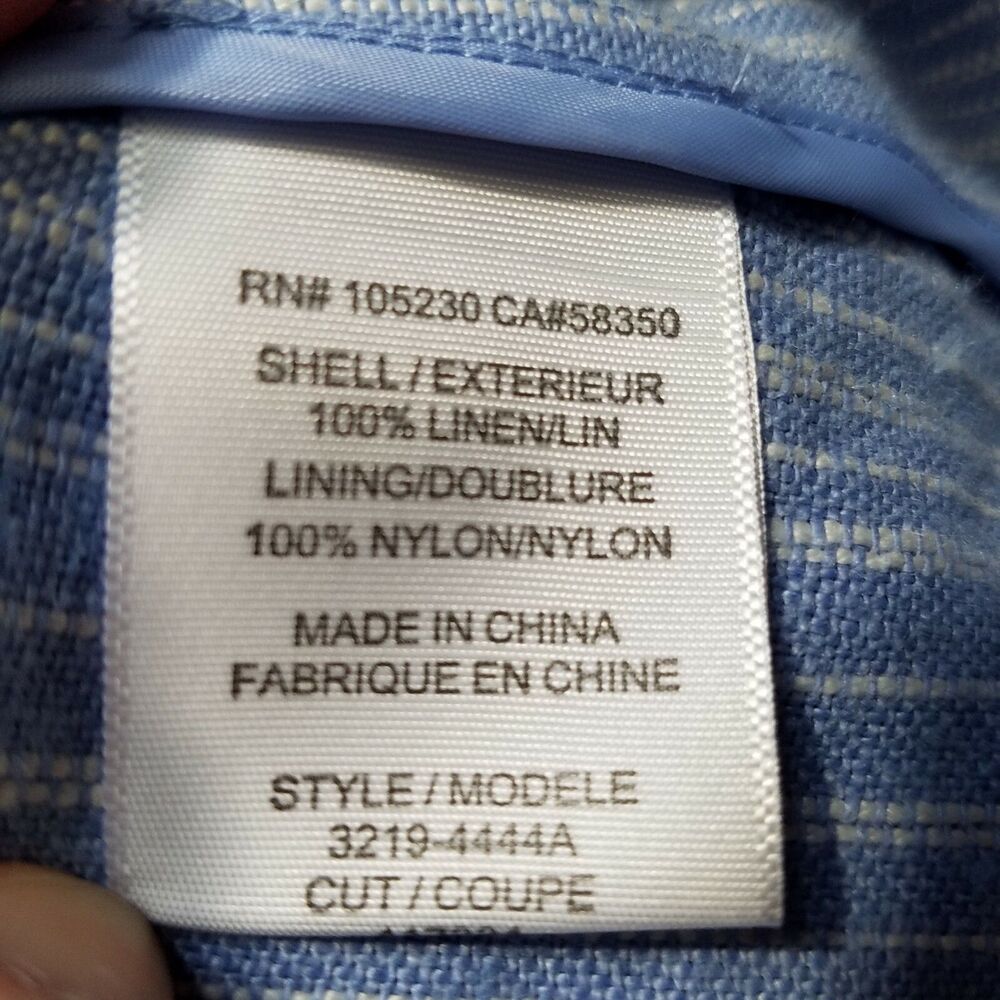 Joie women Anorak jacket Barker Linen Striped Hooded blue white fabric sz S New - Picture 9 of 9